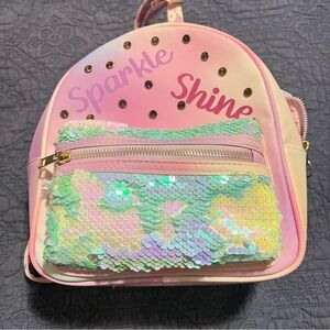 Under One Sky Pink and Yellow Sequin Backpack